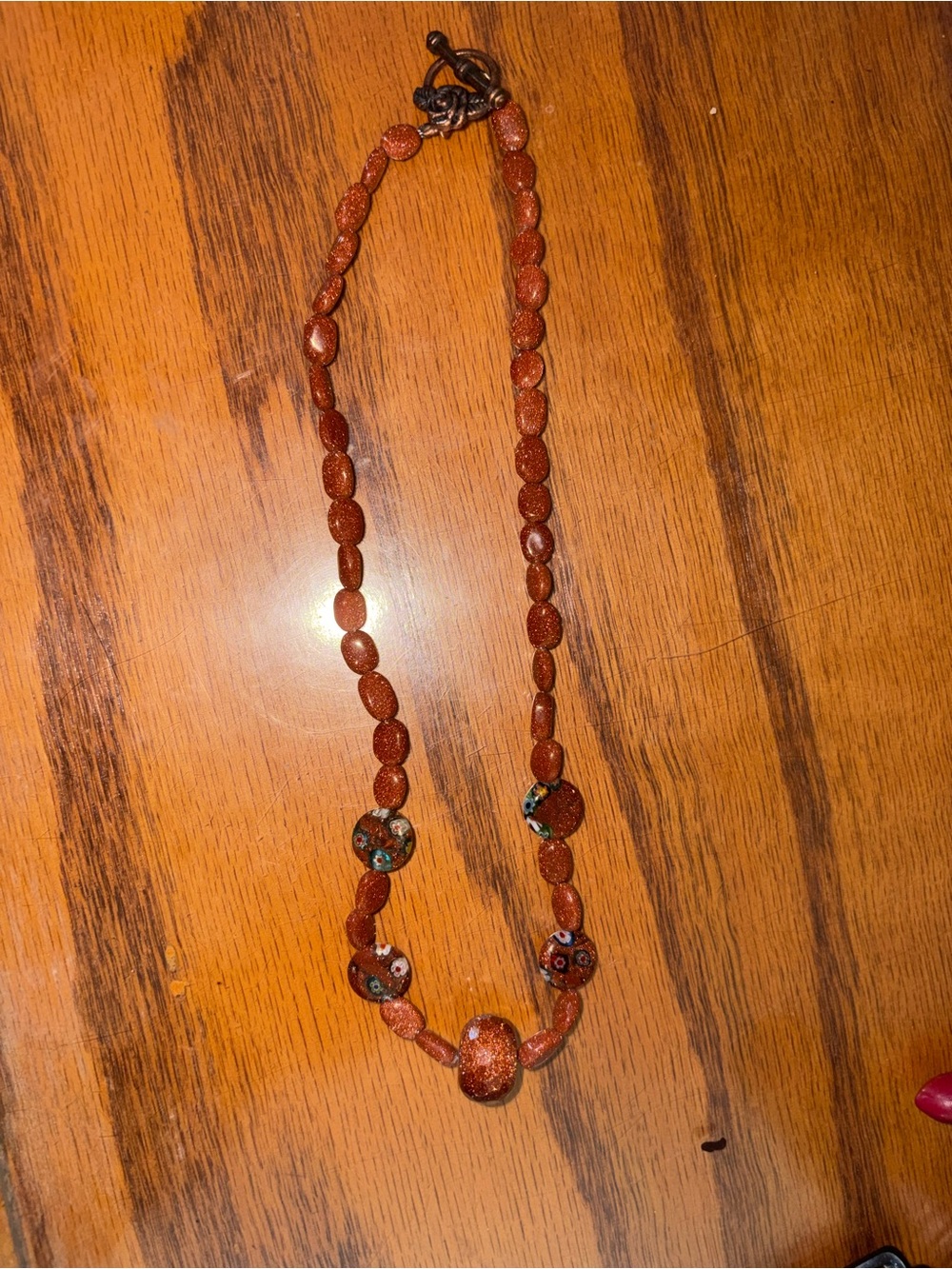 Handmade Brown Goldstone Beaded Necklace 8 Inches